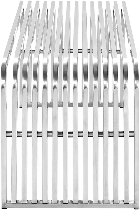 Oakestry Pipe Stainless Steel Bench, Silver