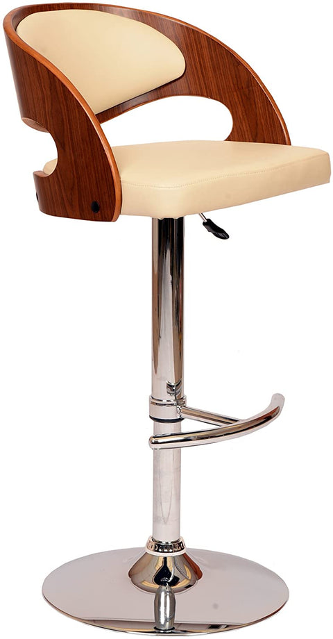 Oakestry Malibu Swivel Barstool in Cream Faux Leather and Chrome Finish