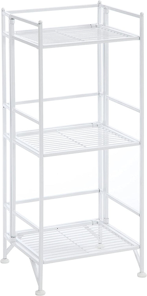 Oakestry Xtra Storage 3 Tier Folding Metal Shelf, White