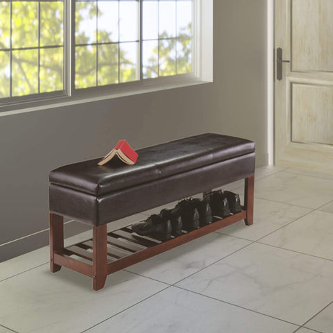 Oakestry Monza Bench with Storage Chest, Brown