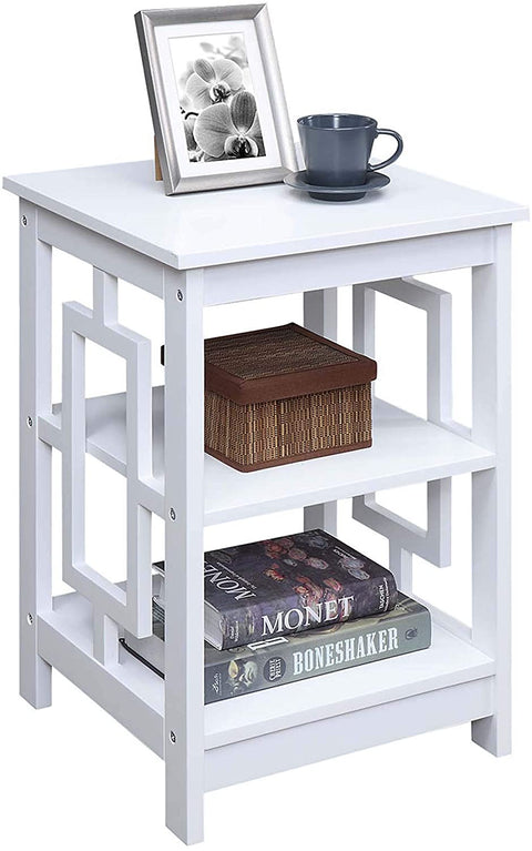 Oakestry Town Square End Table with Shelves, White
