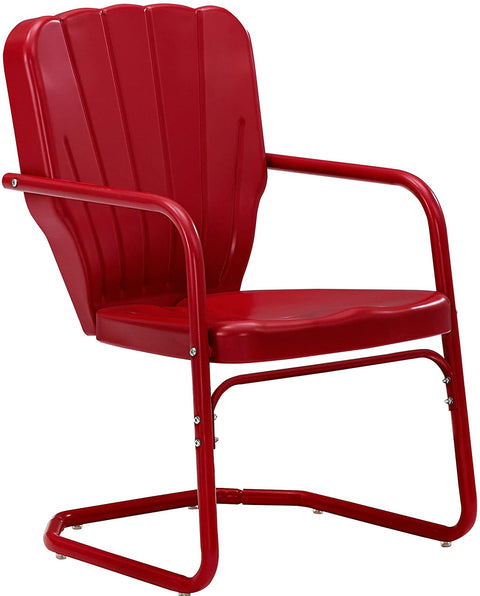 Oakestry KO10012RE Ridgeland Retro Metal 3-Piece Seating Set with 2 Chairs and Side Table, Red