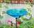 Oakestry GBB-07 12&#34; Crackle, Teal 12 inch Glass birdbath with Stake, Turquoise