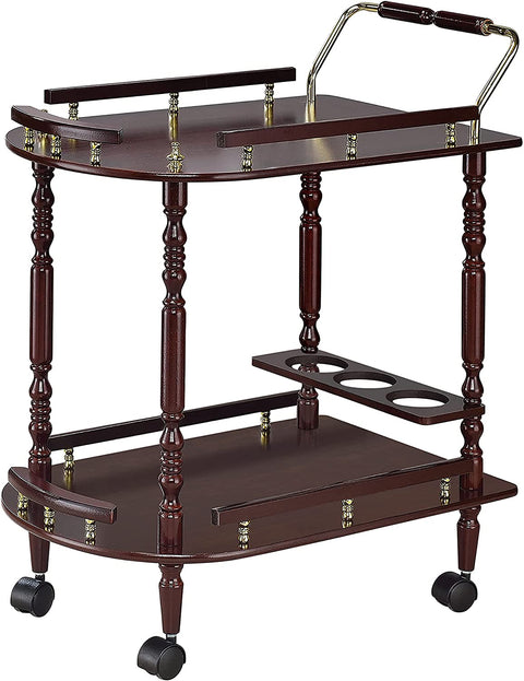 Oakestry CO- Serving Cart Accents, Merlot and Brass