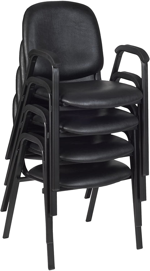 Oakestry Ace Vinyl Stack Chair (4 Pack), Black