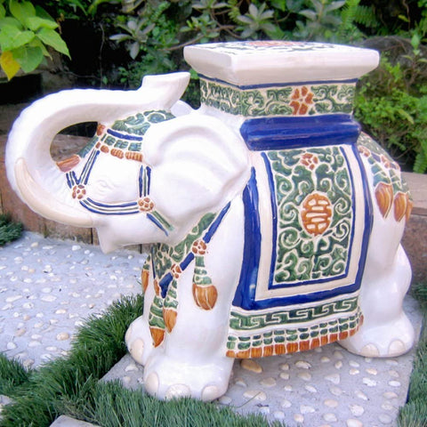 Oakestry Furniture Piece Large Porcelain Elephant Stool