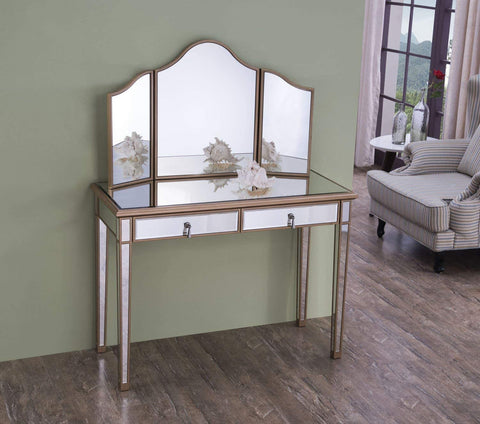 Elegant Decor Vanity Table 42 in. x 18 in. x 31 in. and Mirror 39 in. x 24 in.