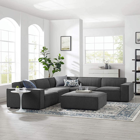 Oakestry Restore 6-Piece Upholstered Sectional Sofa in Charcoal