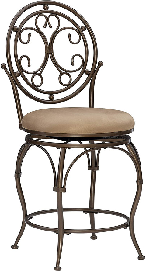 Oakestry Big and Tall Scroll Circle Back Oakestry Counter Stool, Height, Bronze/Beige