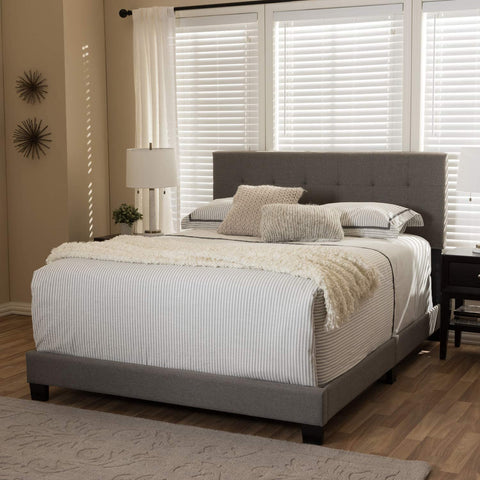 Oakestry Brookfield Grid-Tufting Bed Grey/Queen
