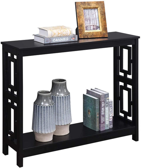 Oakestry Town Square Console Table with Shelf, Black