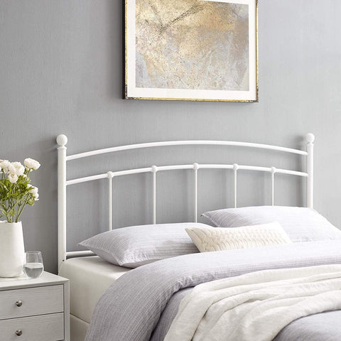 Oakestry Abigail Modern Farmhouse Metal Full Headboard in White