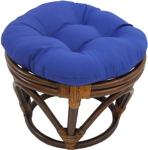 Oakestry Solid Twill Round Footstool Cushion, 18&#34;, Royal Blue