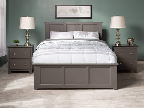 AFI Madison Platform Matching Footboard and Turbo Charger with Urban Bed Drawers, Full, Grey