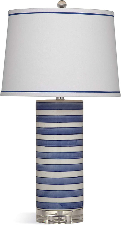 Oakestry L3236TEC Ceramic Regatta Stripe Table Lamp, Blue and White