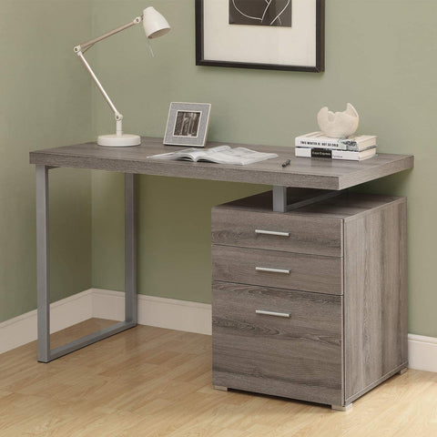 Oakestry Computer Desk with File Cabinet-Left or Right Set-Up, 48" L, Dark Taupe