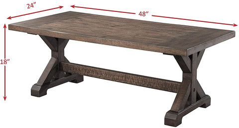 Oakestry Flynn Trestle Coffee Table Transitional/Walnut/Rubber Solid Wood