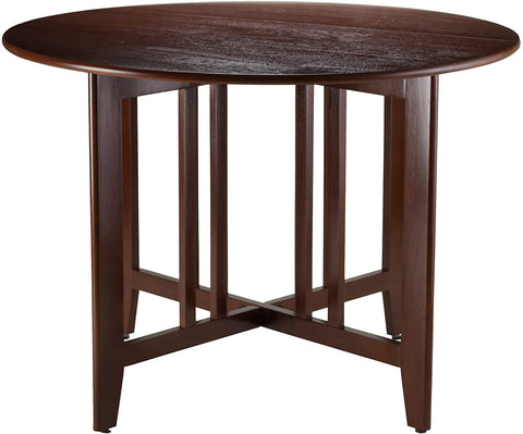 Oakestry 5-Piece Alamo Round Drop Leaf Table with 4 Hamilton Ladder Back, Brown