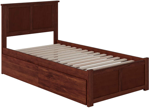Oakestry Madison Platform 2 Urban Bed Drawers, Twin XL, Walnut