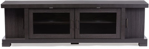 Oakestry Oakestry Viveka Dark Brown Wood TV Cabinet with 2 Glass Doors and 2 Doors, 70&#34;