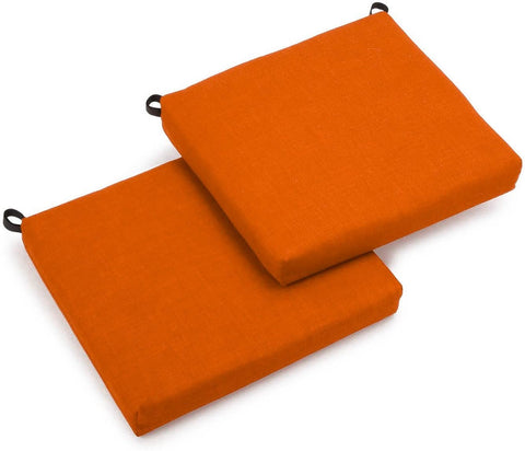 Oakestry Solid Outdoor Spun Polyester Chair Cushions Set, Set of 2, 20&#34; x 19&#34;, Tangerine Dream