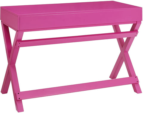 Oakestry PG138RSP01U Oakestry Home Decor Peggy Raspberry Pink Writing Desk Desk, Raspberry Pink, 44&#34;W x 20&#34;D x 30&#34;H