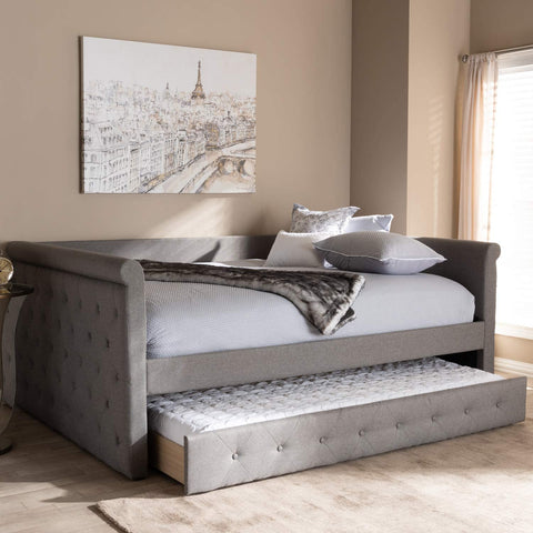 Oakestry Alena Modern and Contemporary Fabric Upholstered Daybed with Trundle