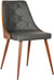 Oakestry Lily Dining Chair in Grey Faux Leather and Walnut Wood Finish