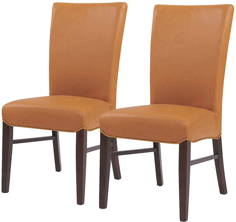 Oakestry Milton Bonded Leather Chair,Brown Legs,Black,Set of 2