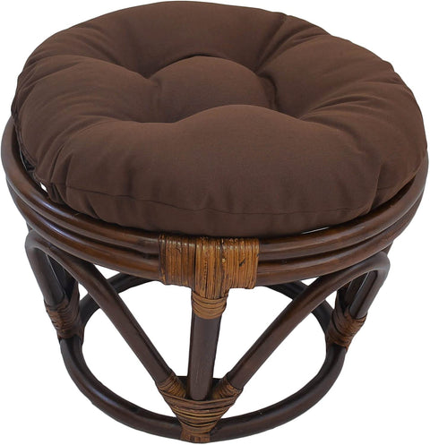 Oakestry Solid Twill Round Footstool Cushion (Only), 18&#34;, Forest Green