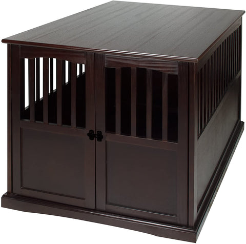 Oakestry Wooden Extra Large Pet Crate, End Table, Espresso