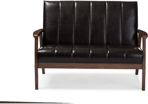 Oakestry BBT8011A2-Black Loveseat Love Seats, 29.45LX44.66WX31.59H, Black