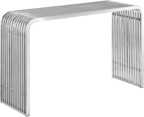 Oakestry Pipe Stainless Steel Console Table, Silver