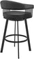 Oakestry Bronson 25&#34; Counter Height Swivel Bar Stool in Black Finish and Black Faux Leather