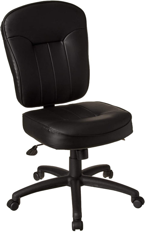 Oakestry Leather Adjustable Task Chair Without Arms, Black, B563