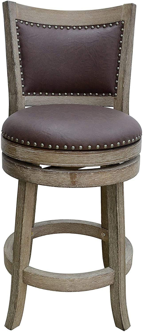 Oakestry Cantabria Swivel Stool, 24-Inch, 1-Pack, Weathered-White Wire-Brush and Dark Mocha