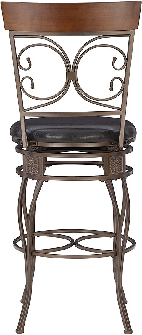 Oakestry Big and Tall Back Scroll Oakestry Barstool, 19.69&#34; w x 20.87&#34; d x 47.64&#34; h, Dark Bronze/Brown