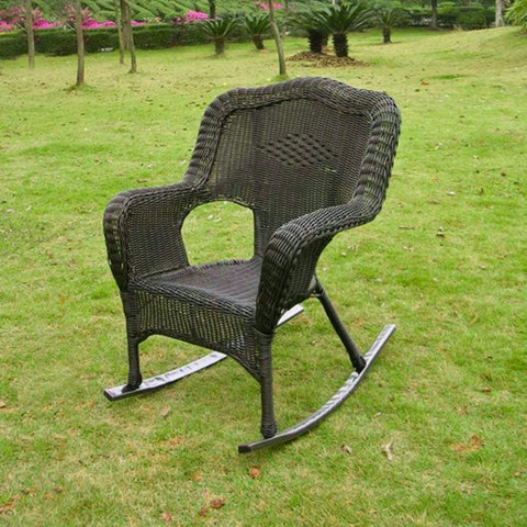 Oakestry Furniture Piece Resin Wicker Camel Back Rocking Chairs (Set of Two)