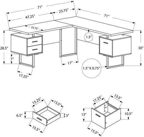 Oakestry Computer 70&#34;L Desk Left or Right Facing - Capuccino