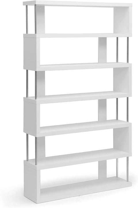 Oakestry Barnes 6-Shelf Modern Bookcase, White