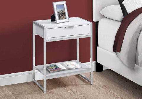 Oakestry I Accent, END Table, Night Stand, WHITE