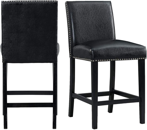 Oakestry Pia Faux Leather Counter Height Side Chair Set in Black