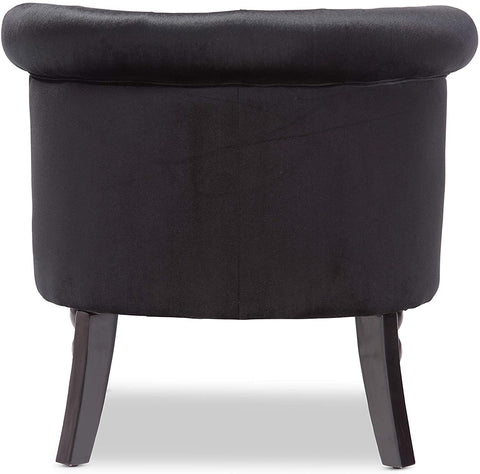 Oakestry Oakestry Flax Victorian Style Velvet Fabric Upholstered Vanity Accent Chair, Large, Black