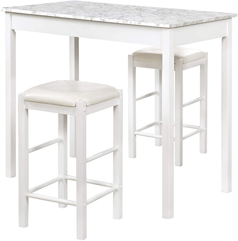 Oakestry Brown 3-Piece Table Faux Marble Tavern Set, 42&#34; w x 22.25&#34; d x 36&#34; h