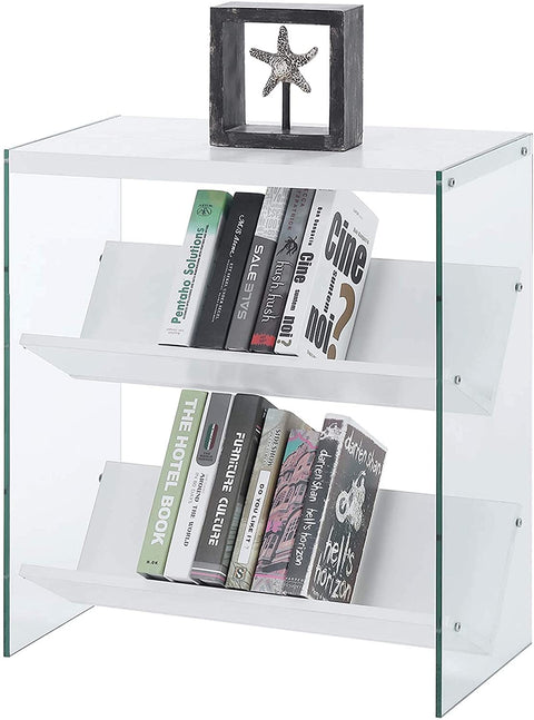 Oakestry Soho Bookcase, White / Glass