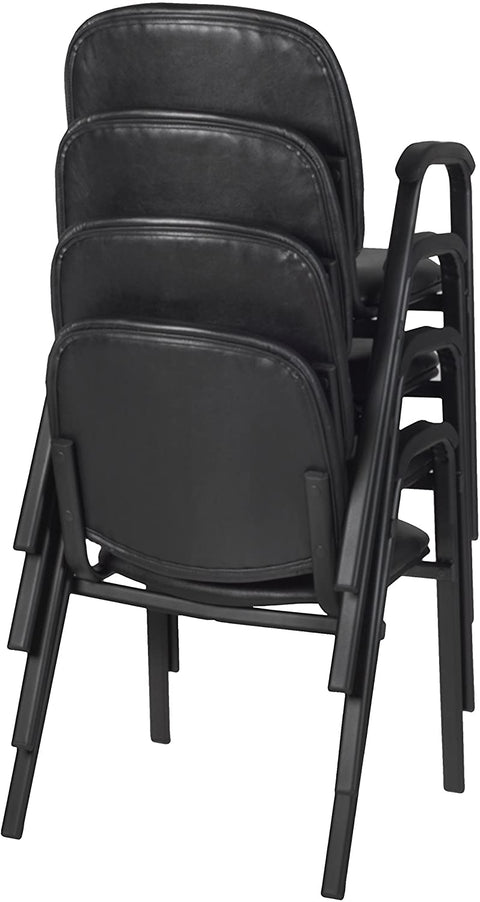 Oakestry Ace Vinyl Stack Chair (4 Pack), Black