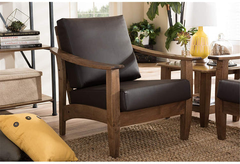 Oakestry Pierce Mid-Century Modern 1-Seater Lounge Chair Dark Brown/Walnut Brown/Contemporary