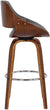 Oakestry Mona Faux Leather Swivel Barstool, 26&#34; Counter Height, Walnut and Gray