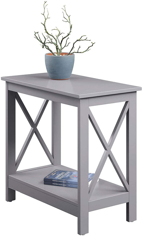 Oakestry Oxford Chairside End Table with Shelf, Gray
