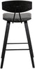 Oakestry Fox 25.5&#34; Counter Height Grey Faux Leather and Black Wood Mid-Century Modern Bar Stool
